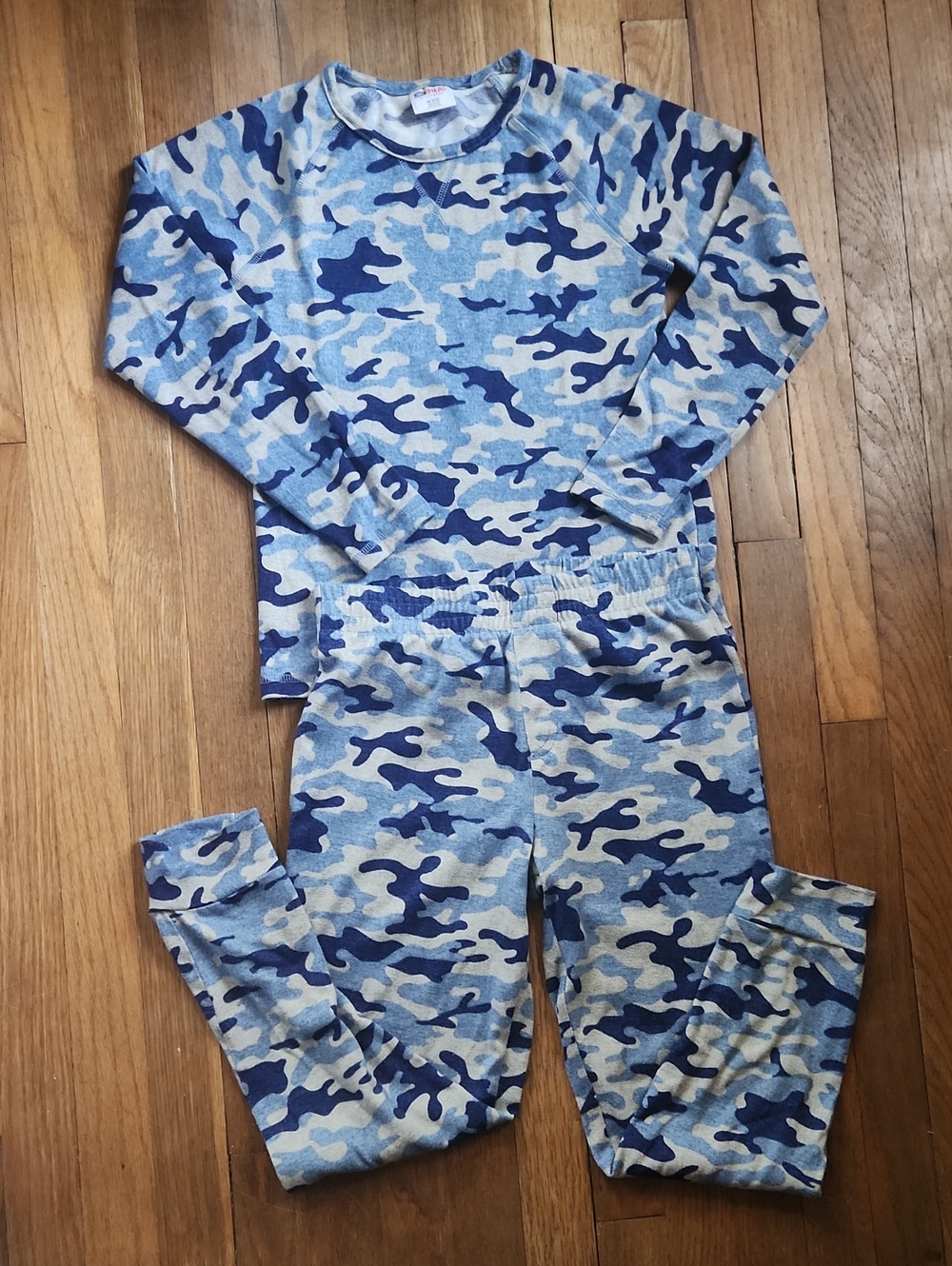 32 Degrees Blue Camo Long Sleeve Kids Pajama Set